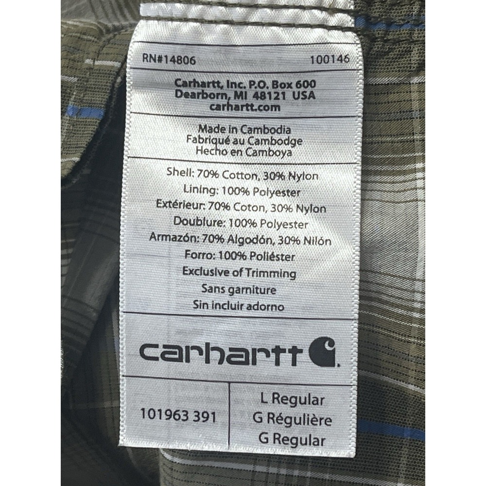 Carhartt Force Ridgefield Plaid Short Sleeve Relaxed Fit Shirt Men Large Vented - Picture 8 of 8